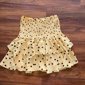 TCEC Yellow and Black Polka Dot A-Line Skirt